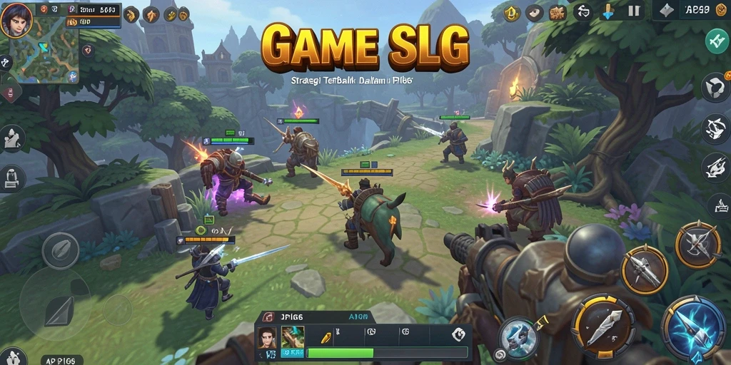 Tangkapan layar menampilkan pertempuran seru dalam game SLG