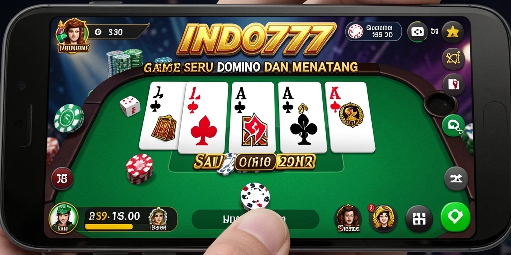 Tampilan gameplay INDO777 yang menarik dengan fitur Domino interaktif.