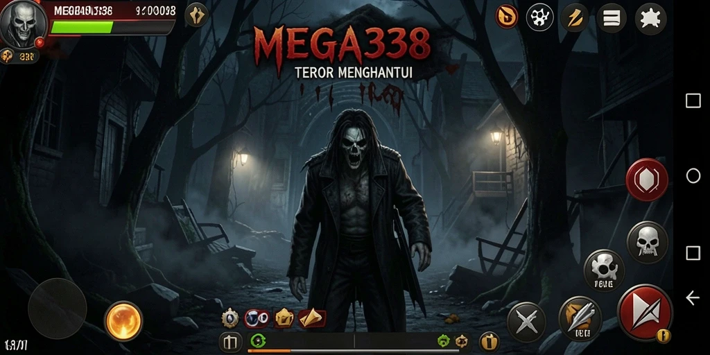 Screenshot menampilkan suasana gameplay menakutkan di MEGA338.