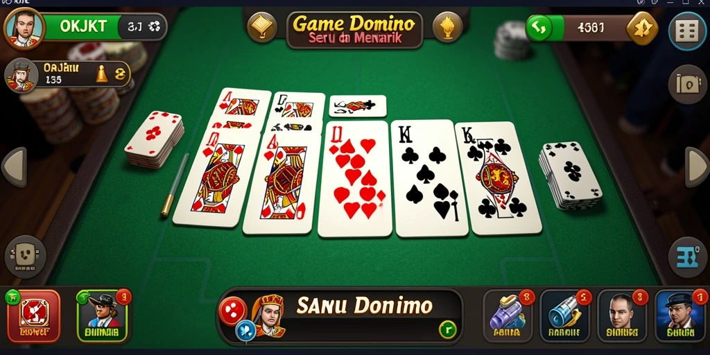 Screenshot utama OKJKT menampilkan gameplay domino yang seru.