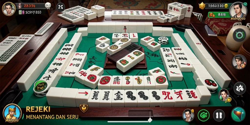 Menampilkan gameplay seru Mahjong dalam REJEKI.