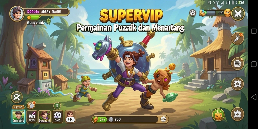 Tampilan gameplay <strong>SUPERVIP</strong> yang menantang dan berwarna-warni.